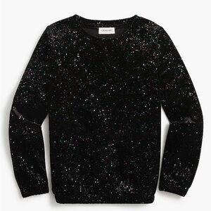 J.Crew Crewcuts Girls Velvet-Feel Sparkle Black Top size XL